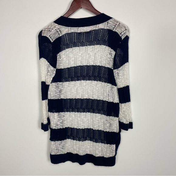 Sweet & Sinful Blue and White Striped Open Front Cardigan Size S - Picture 7 of 8